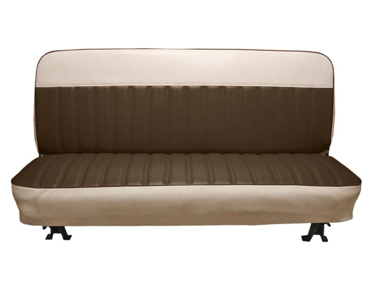 Bench Seat Upholstery for 1960-1966 Chevrolet/GMC Standard Cab Truck [With Pleats, Dark Saddle/White]