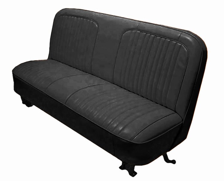 Bench Seat Upholstery with Open Backrest for 1967-1972 Chevrolet/GMC Standard Cab Truck [Solid Black Madrid/Black Oxen]