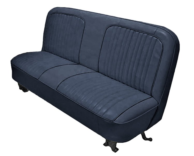 Bench Seat Upholstery with Open Backrest for 1967-1972 Chevrolet/GMC Standard Cab Truck [Navy Blue Madrid/Dark Blue Oxen]