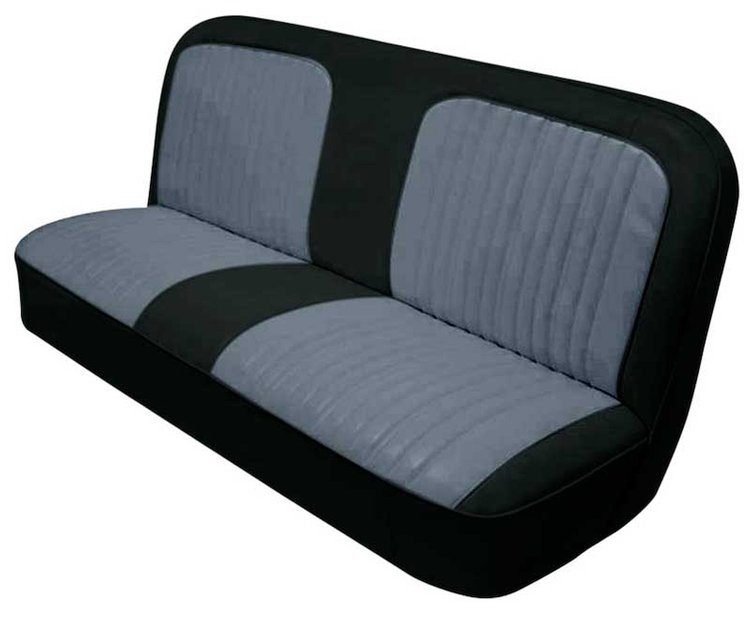 Bench Seat Upholstery with Open Backrest for 1967-1972 Chevrolet/GMC Standard Cab Truck [Black Madrid/Silver Regal Velour]