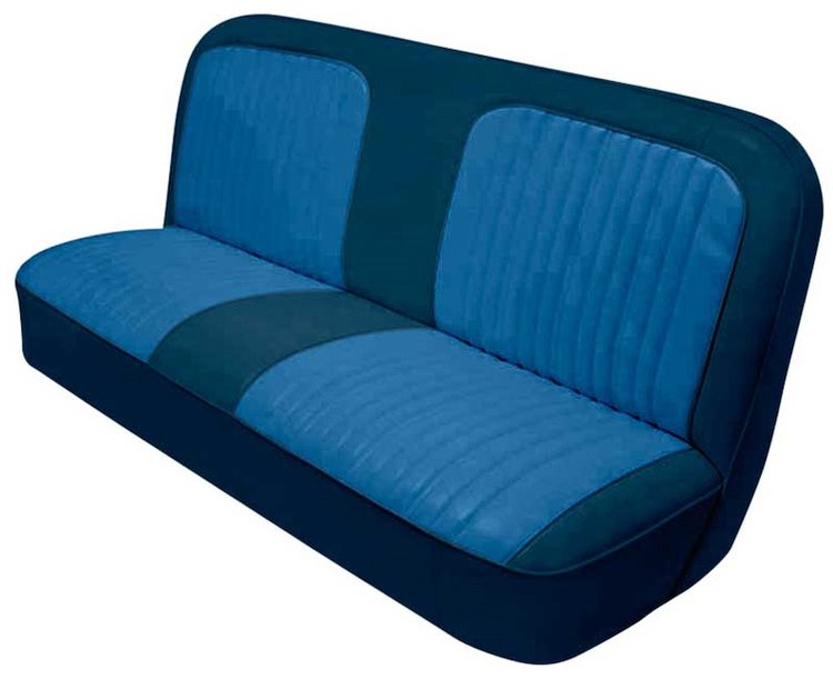 Bench Seat Upholstery with Open Backrest for 1967-1972 Chevrolet/GMC Standard Cab Truck [Navy Blue Madrid/Blue Regal Velour]