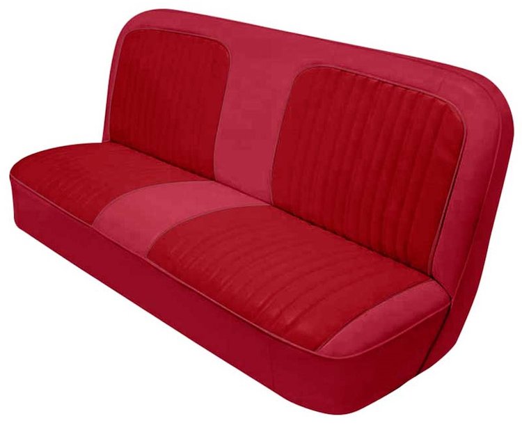 Bench Seat Upholstery with Open Backrest for 1967-1972 Chevrolet/GMC Standard Cab Truck [Red Madrid/Torch Red Encore Velour]