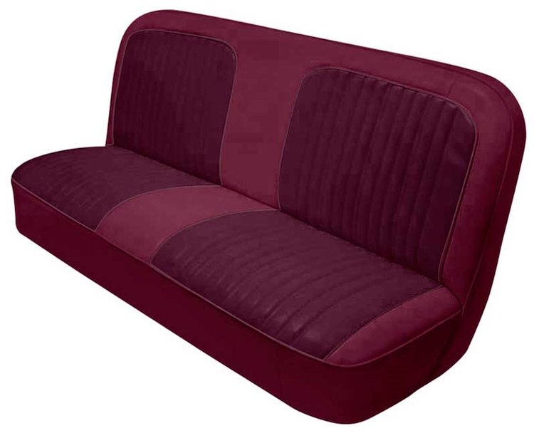 Bench Seat Upholstery with Open Backrest for 1967-1972 Chevrolet/GMC Standard Cab Truck [Maroon Madrid/Burgundy Encore Velour]