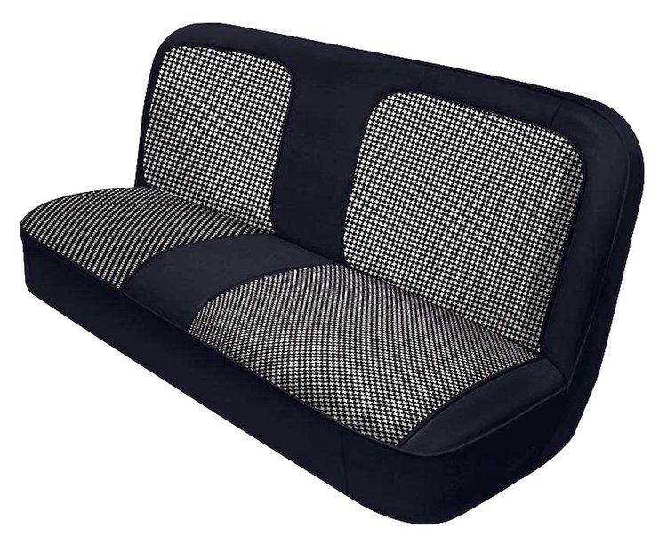 Bench Seat Upholstery with Open Backrest for 1967-1972 Chevrolet/GMC Standard Cab Truck [White-Black Cloth, Black Oxen]