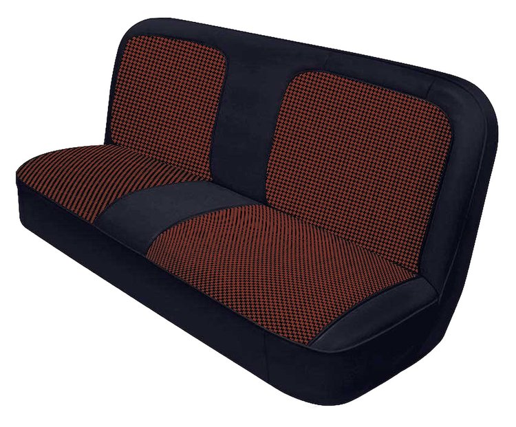 Bench Seat Upholstery with Open Backrest for 1967-1972 Chevrolet/GMC Standard Cab Truck [Red-Black Cloth, Black Oxen]