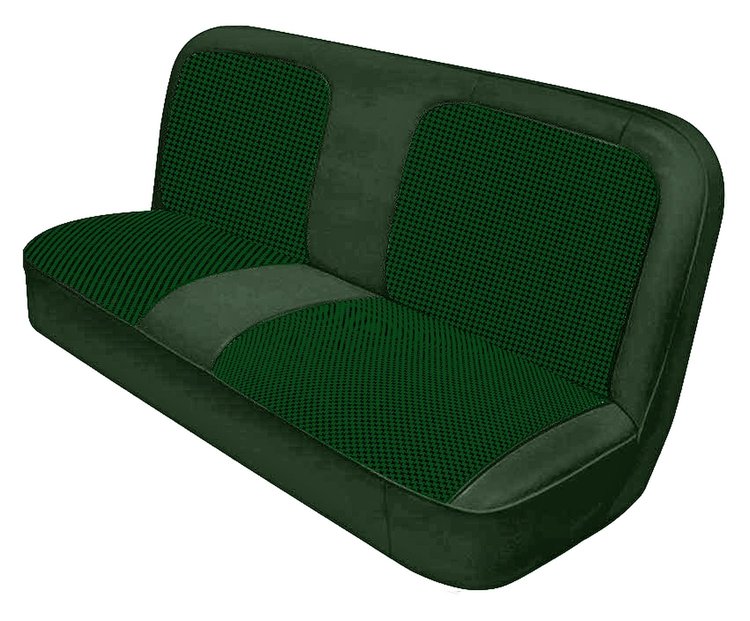 Bench Seat Upholstery with Open Backrest for 1967-1972 Chevrolet/GMC Standard Cab Truck [Green-Black Cloth, Dark Green Oxen]