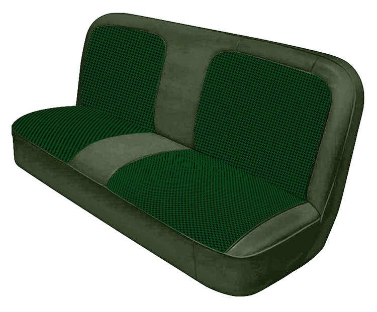 Bench Seat Upholstery with Open Backrest for 1967-1972 Chevrolet/GMC Standard Cab Truck [Green-Black Cloth, Medium Green Oxen]