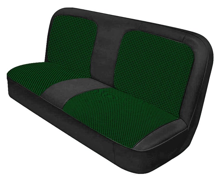 Bench Seat Upholstery with Open Backrest for 1967-1972 Chevrolet/GMC Standard Cab Truck [Green-Black Cloth, Black Oxen]