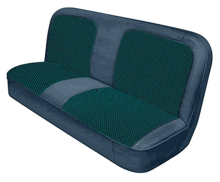 Bench Seat Upholstery with Open Backrest for 1967-1972 Chevrolet/GMC Standard Cab Truck [Blue-Black Cloth, Metallic Blue Oxen]