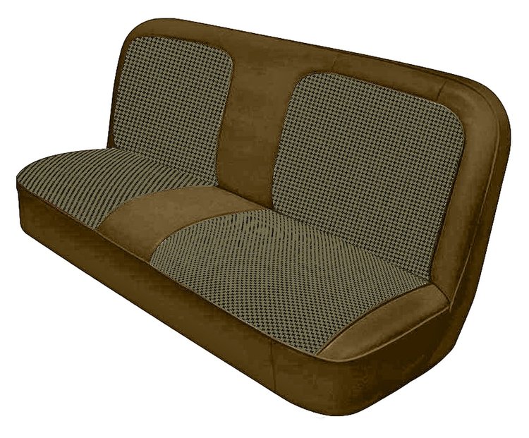 Bench Seat Upholstery with Open Backrest for 1967-1972 Chevrolet/GMC Standard Cab Truck [Brown-Tan Cloth, Saddle Oxen]
