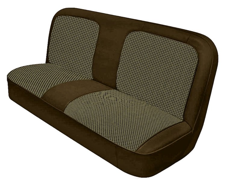 Bench Seat Upholstery with Open Backrest for 1967-1972 Chevrolet/GMC Standard Cab Truck [Brown-Tan Cloth, Dark Brown Oxen]