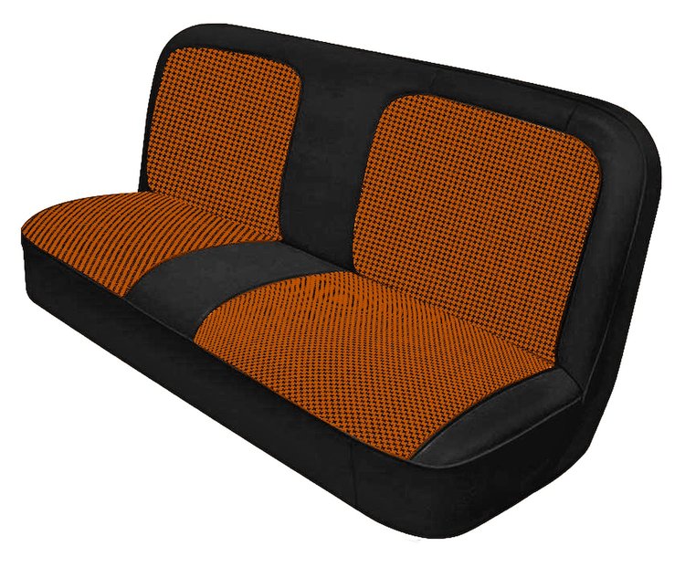 Bench Seat Upholstery with Open Backrest for 1967-1972 Chevrolet/GMC Standard Cab Truck [Orange-Black Cloth, Black Oxen]