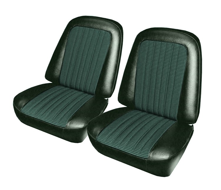 Front Buckets Upholstery for 1967-1972 Chevrolet/GMC Standard Cab Truck [Green-Black Cloth, Dark Green Oxen]