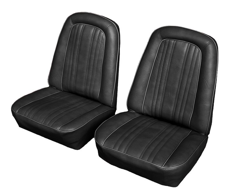 Front Buckets Seat Upholstery for 1969-1972 Chevrolet/GMC Standard Cab Truck [Madrid Vinyl, Black]