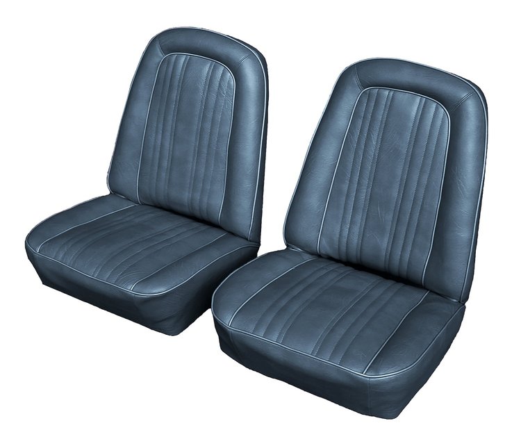Front Buckets Seat Upholstery for 1969-1972 Chevrolet/GMC Standard Cab Truck [Madrid Vinyl, Medium Blue]