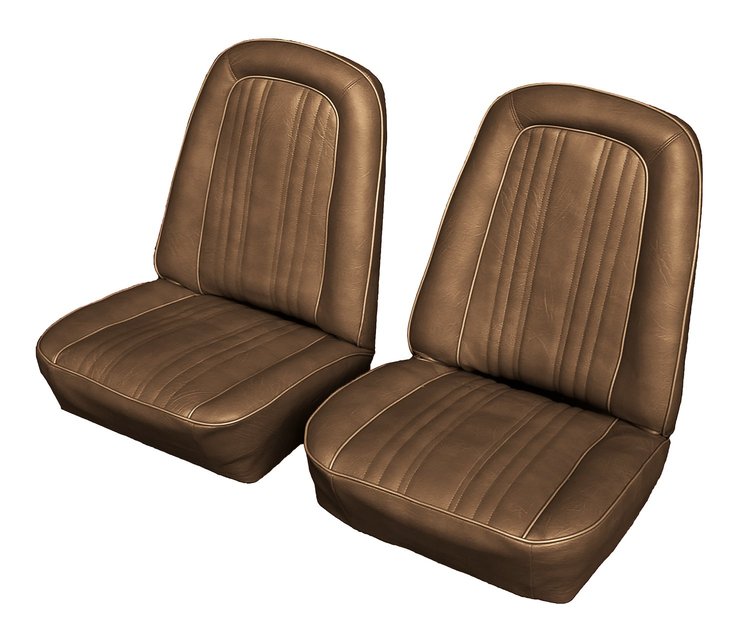 Front Buckets Seat Upholstery for 1969-1972 Chevrolet/GMC Standard Cab Truck [Madrid Vinyl, Light Saddle]