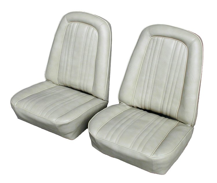 Front Buckets Seat Upholstery for 1969-1972 Chevrolet/GMC Standard Cab Truck [Madrid Vinyl, White]