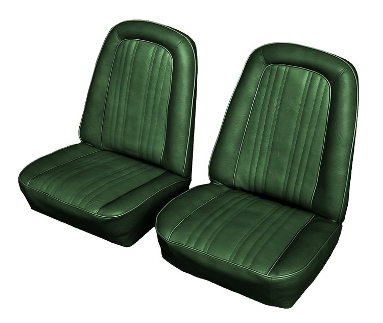 Front Buckets Seat Upholstery for 1969-1972 Chevy/GMC Standard Cab Truck [Dark Green Madrid Vinyl, Forest Green Velour Inserts]