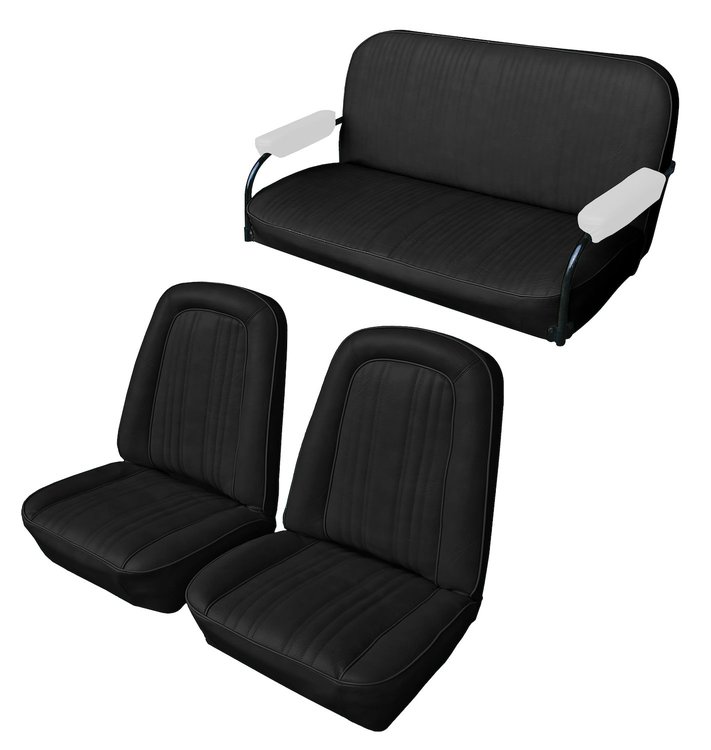 Front Buckets and Rear Bench Seat Upholstery for 1969-1972 Chevrolet Blazer  GMC Jimmy [Madrid Grain, Black]