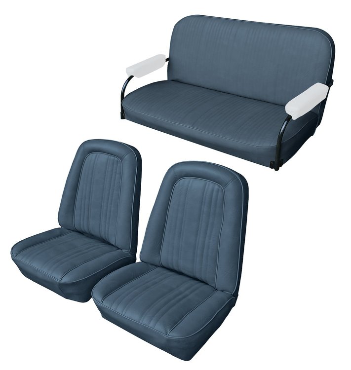 Front Buckets and Rear Bench Seat Upholstery for 1969-1972 Chevrolet Blazer  GMC Jimmy [Madrid Grain, Medium Blue]