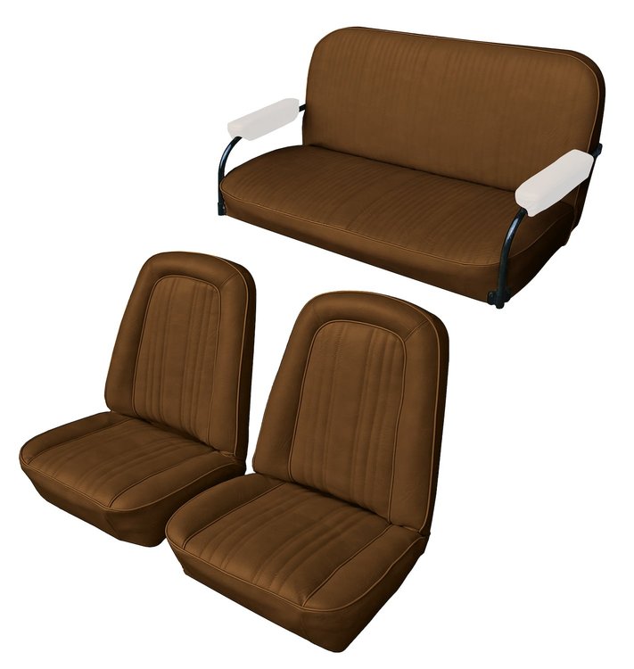 Front Buckets and Rear Bench Seat Upholstery for 1969-1972 Chevrolet Blazer  GMC Jimmy [Madrid Grain, Saddle]
