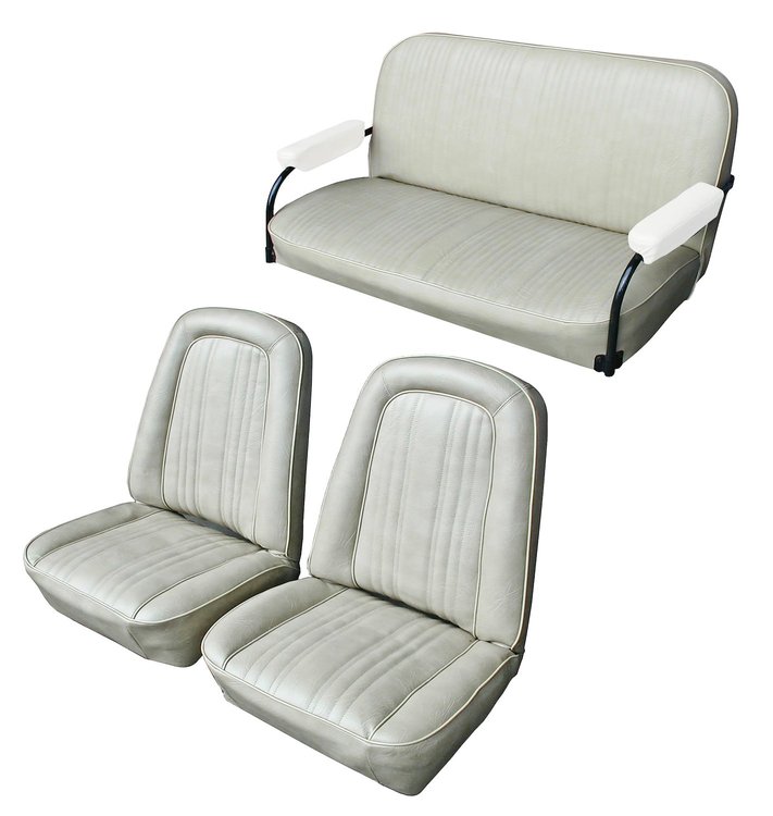 Front Buckets and Rear Bench Seat Upholstery for 1969-1972 Chevrolet Blazer  GMC Jimmy [Madrid Grain, White]