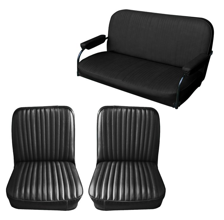 Front Utility Buckets and Rear Bench Seat Upholstery for 1969-1972 Chevrolet Blazer  GMC Jimmy [12 Vertical Pleats, Black]