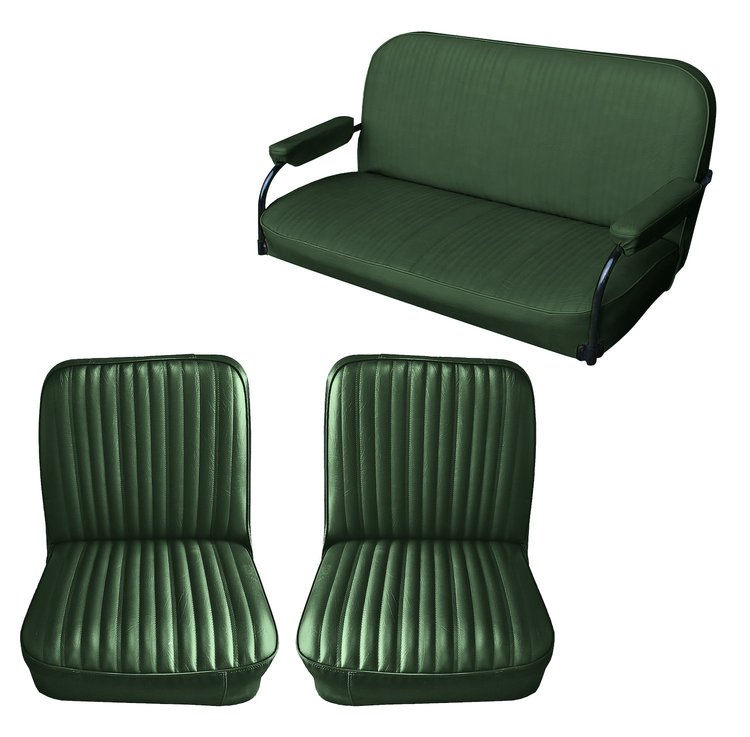 Front Utility Buckets and Rear Bench Seat Upholstery for 1969-1972 Chevrolet Blazer  GMC Jimmy [12 Vertical Pleats, Dark Green]