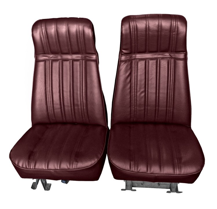 High Back Front Buckets Seat Upholstery for 1973-1987 Chevy Blazer/GMC Jimmy [Maroon Madrid, Maroon Oxen]