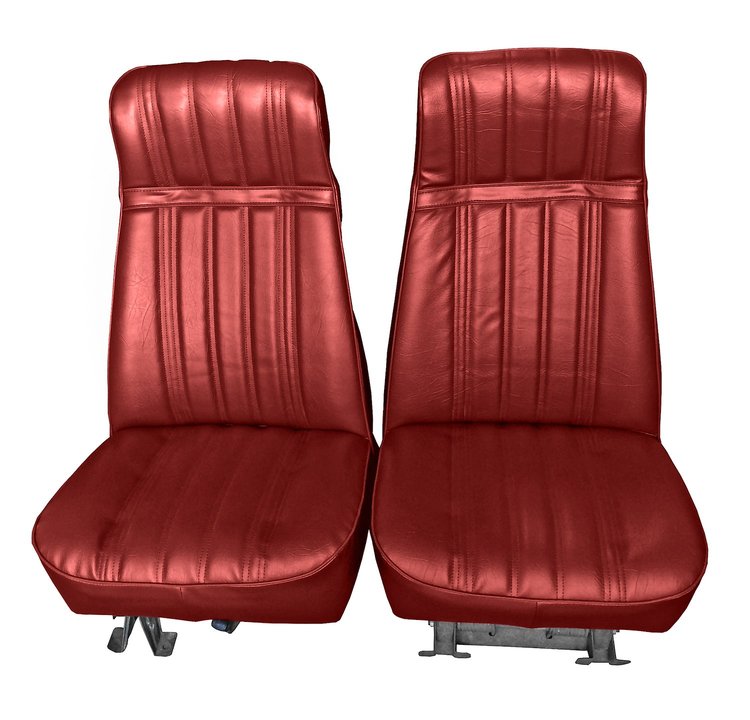 High Back Front Buckets Seat Upholstery for 1973-1987 Chevy Blazer/GMC Jimmy [Red Madrid, Firethorne Red Oxen]