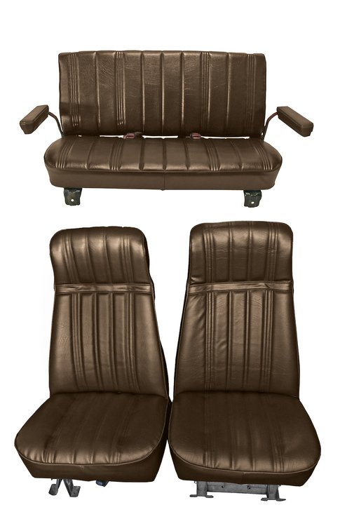 High Back Front Buckets/Rear Bench Seat Upholstery for 1973-1987 Chevy Blazer/GMC Jimmy [Dark Saddle Madrid, Dark Saddle Oxen]