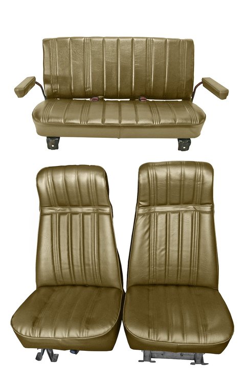 High Back Front Buckets/Rear Bench Seat Upholstery for 1973-1987 Chevy Blazer/GMC Jimmy [Light Saddle Madrid, Buckskin Oxen]