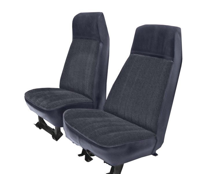 High Back Front Buckets Seat Upholstery for 1973-1987 Chevy Blazer/GMC Jimmy [Dark Blue Corinthian, Blue Regal Velour Insert]
