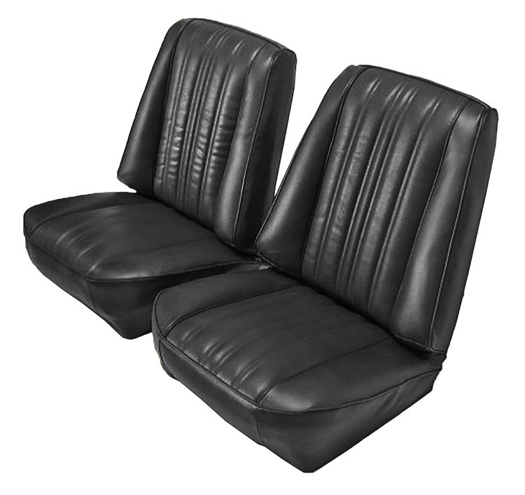 Low Back Front Buckets Seat Upholstery for 1973-1987 Chevy Blazer/GMC Jimmy [Black Madrid Vinyl, Black Oxen]