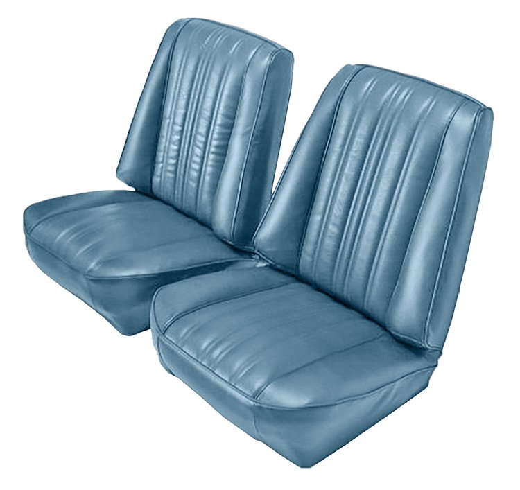 Low Back Front Buckets Seat Upholstery for 1973-1987 Chevy Blazer/GMC Jimmy [Light Blue Madrid Vinyl, Light Blue Oxen]