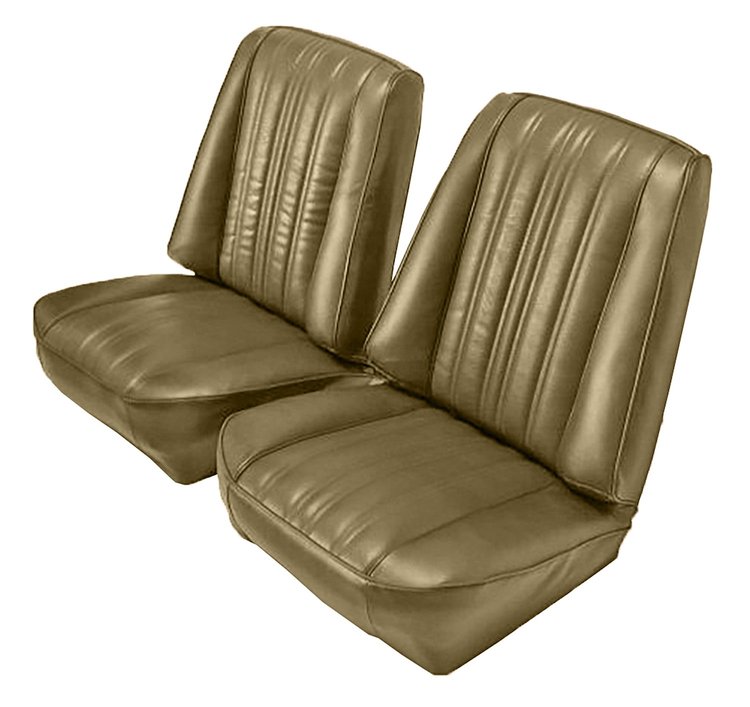 Low Back Front Buckets Seat Upholstery for 1973-1987 Chevy Blazer/GMC Jimmy [Sandalwood Madrid Vinyl, Sand Beige Montana]