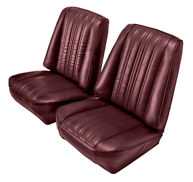 Low Back Front Buckets Seat Upholstery for 1973-1987 Chevy Blazer/GMC Jimmy [Maroon Madrid Vinyl, Maroon Oxen]