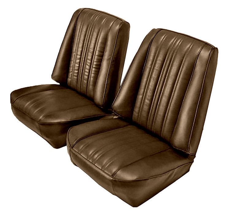 Low Back Front Buckets Seat Upholstery for 1973-1987 Chevy Blazer/GMC Jimmy [Dark Saddle Madrid Vinyl, Dark Saddle Oxen]