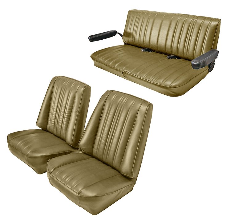 Low Back Front Buckets/Rear Bench Seat Upholstery W/O Seat Belt Cutouts for 1973-1987 Chevy/GMC Blazer [Sandalwood, Sand Beige]