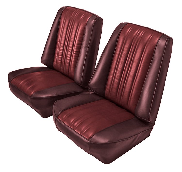 Low Back Front Buckets Seat Upholstery for 1973-1987 Chevy Blazer/GMC Jimmy [Maroon Madrid, Burgundy Velour]
