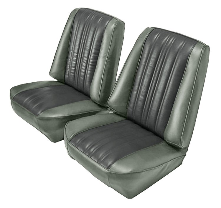 Low Back Front Buckets Seat Upholstery for 1973-1987 Chevy Blazer/GMC Jimmy [Light Gray Montana, Charcoal Velour]