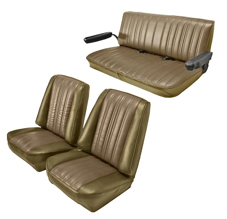 Low Back Front Buckets/Rear Bench Seat Upholstery W/O Seat Belt Cutouts for 1973-1987 Chevy Blazer [Palomino, Sandstone]