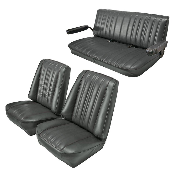 Low Back Front Buckets/Rear Bench Seat Upholstery W/O Seat Belt Cutouts for 1973-1987 Chevy Blazer/GMC Jimmy [Charcoal]