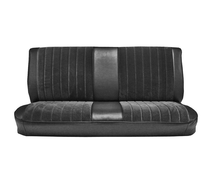 Front Bench Seat Upholstery for 1981-1987 Chevrolet/GMC Standard/Crew Cab Truck [Black Madrid, With Pleats, Black Velour]