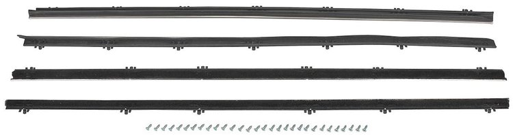 Inner & Outer Window Guide Felt Kit for 1965 Chevrolet Chevelle 2-Door Wagon, El Camino [4-Piece Replacement Style Material]