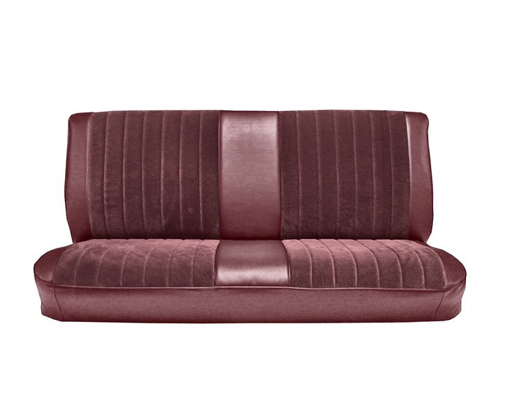 Front Bench Seat Upholstery for 1981-1987 Chevrolet/GMC Standard Cab Truck [With Pleats, Maroon Vinyl, Burgundy Velour]