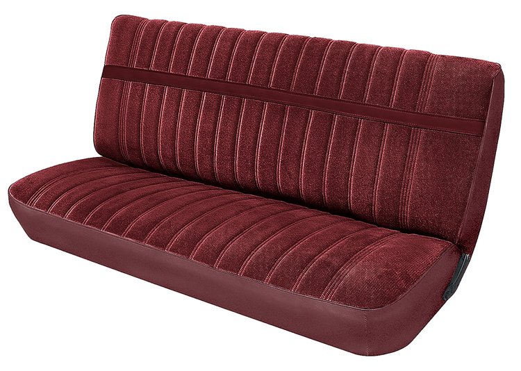 Front Bench Seat Upholstery for 1973-1980 Chevrolet/GMC Standard Cab Truck [With Pleats, Maroon Vinyl, Burgundy Velour]
