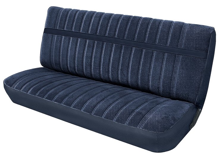 Front Bench Seat Upholstery for 1973-1980 Chevrolet/GMC Standard Cab Truck [With Pleats, Navy Blue Vinyl, Navy Blue Velour]