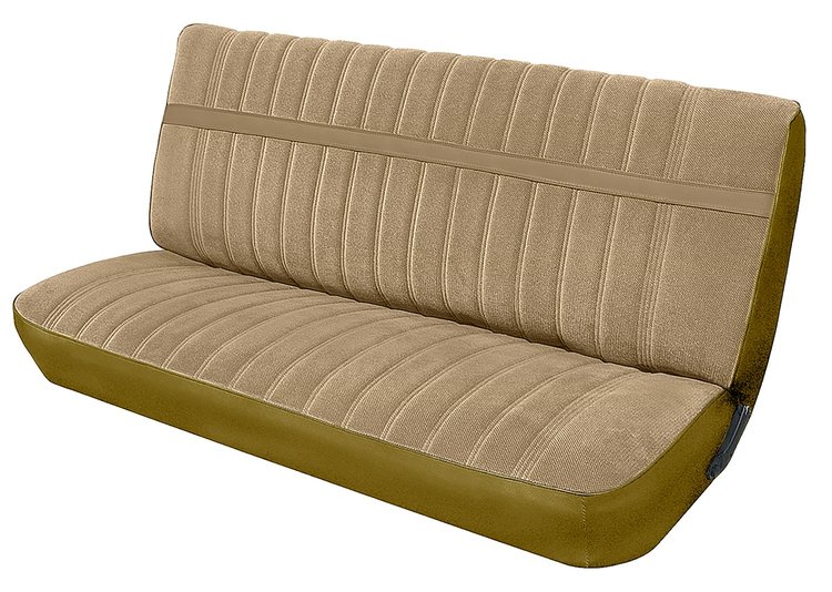 Front Bench Seat Upholstery for 1973-1980 Chevrolet/GMC Standard Cab Truck [With Pleats, Palomino Vinyl, Sandstone Velour]