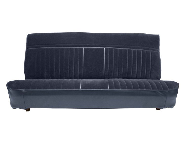 Front Bench Seat Upholstery for 1981-1987 Chevy/GMC Standard Cab Truck [With Deluxe Pleats, Navy Blue Vinyl, Navy Blue Velour]